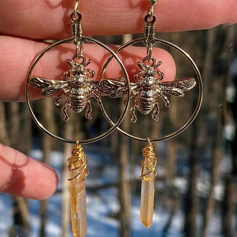 Enchanting Natural Crystal Moon and Star Earrings - Elara