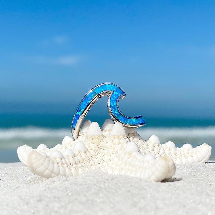 Enchanting Ocean Waves Ring in Opal and Silver - Livia