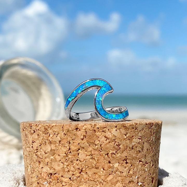 Enchanting Ocean Waves Ring in Opal and Silver - Livia