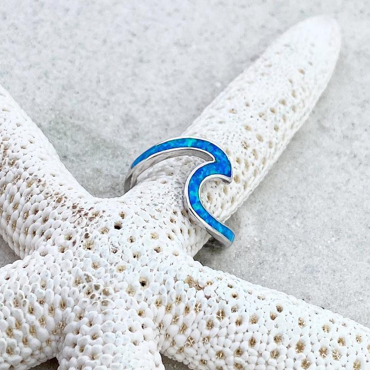 Enchanting Ocean Waves Ring in Opal and Silver - Livia