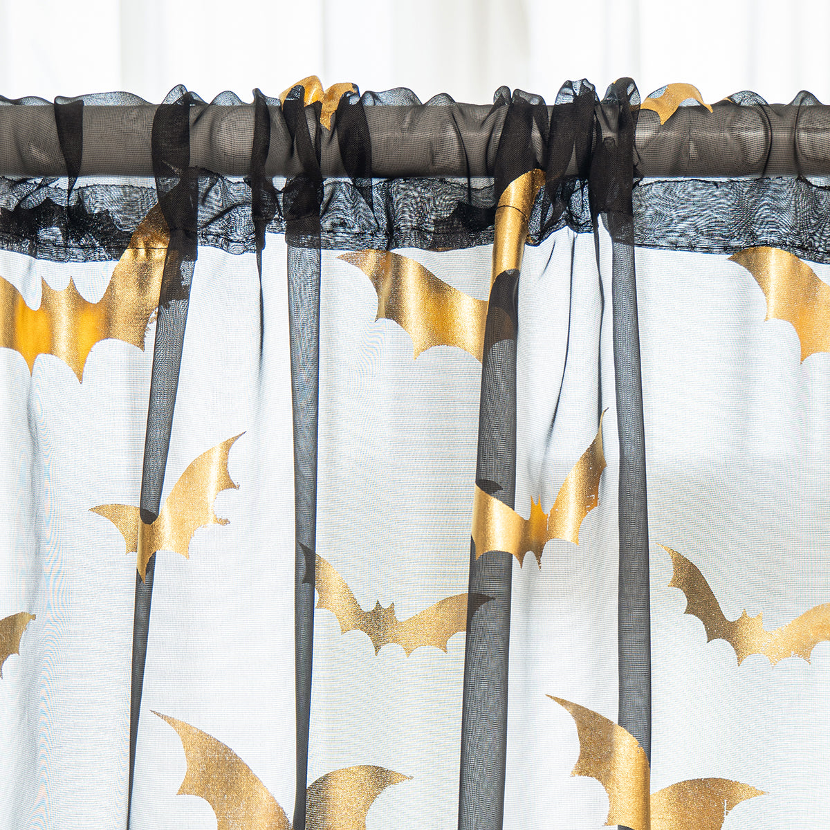 BatGlow Curtains - Elegant Bat Print on Transparent Polyester
