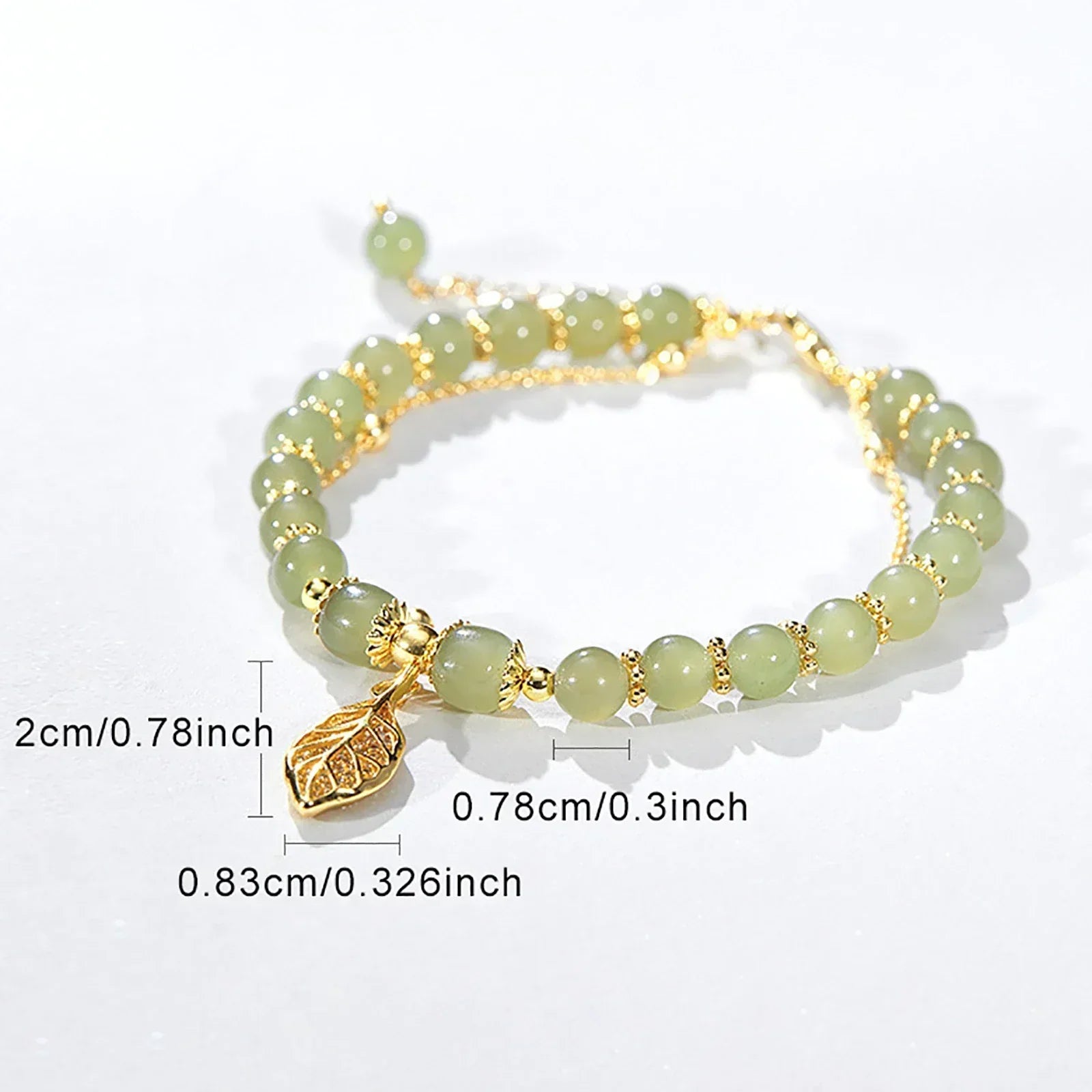 Elegant Jade Leaf Bracelet with Unique Leaf Charm
