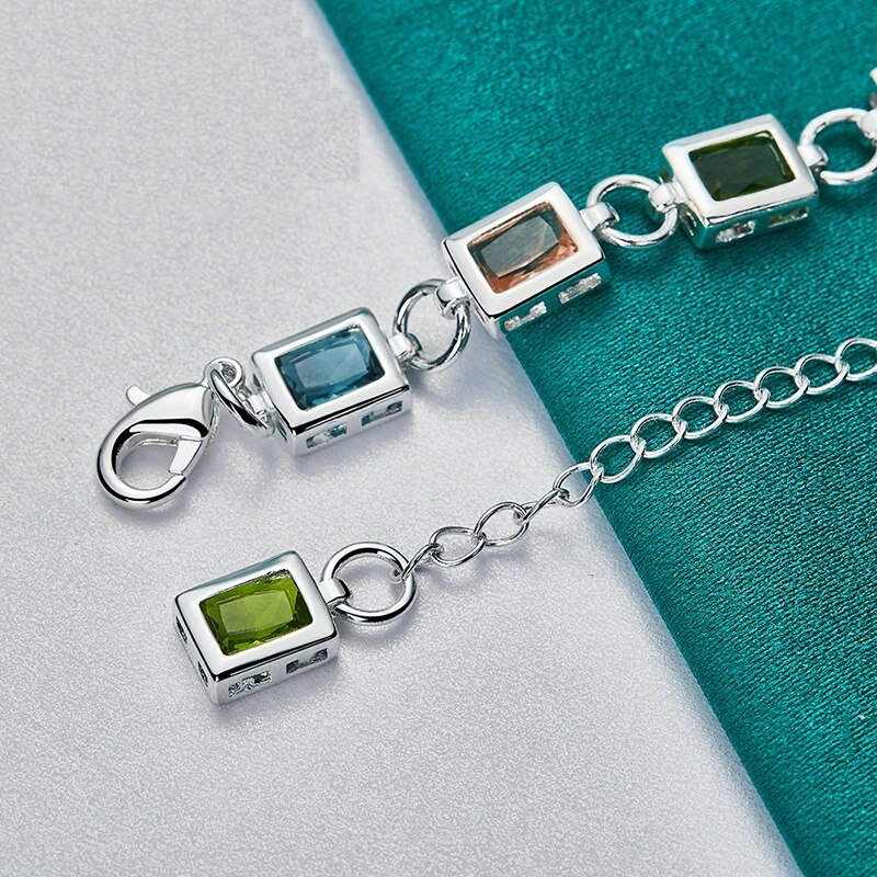 Luxurious Multi-colored Zircon Bracelet with Radiant Stones