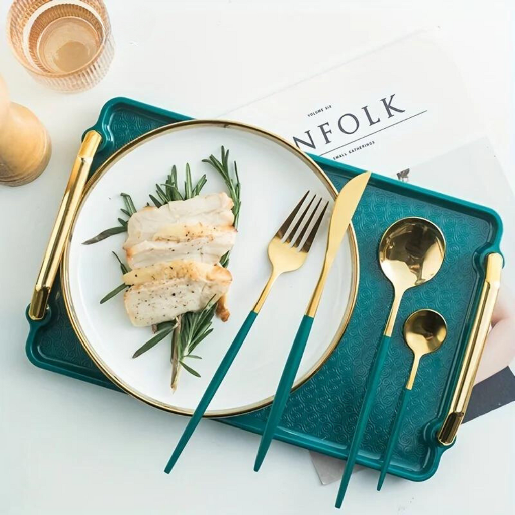 Golden Cutlery Set Luxury - 24-Piece For Stylish Dining Experience