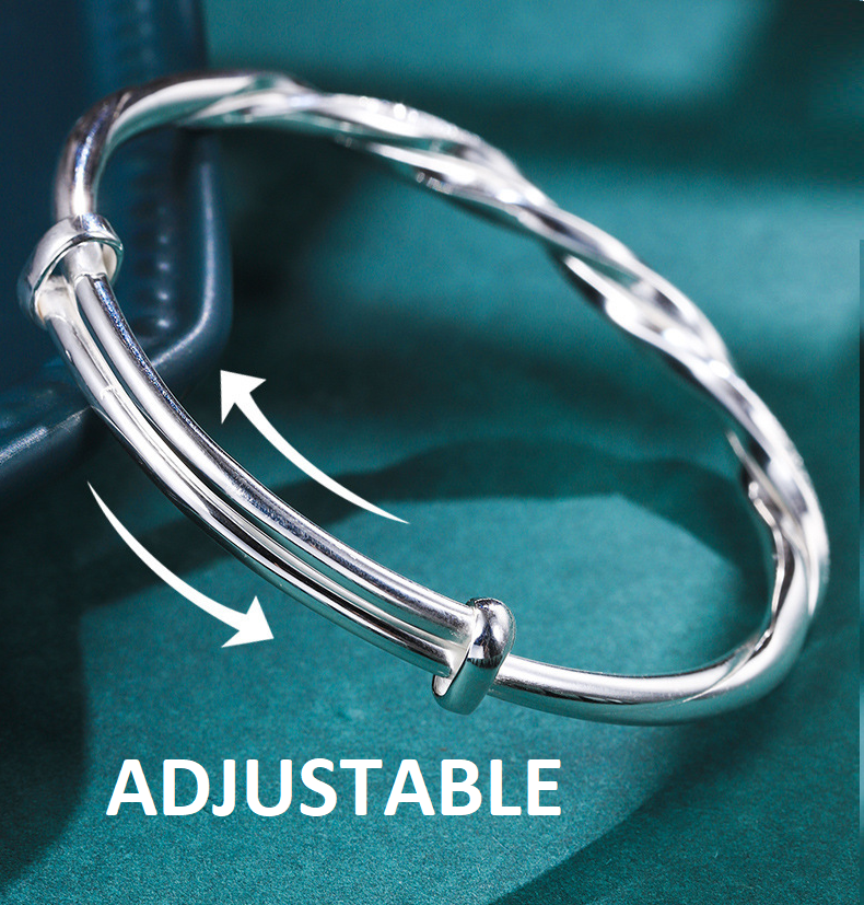 Elegant Twisted Silver Bangle