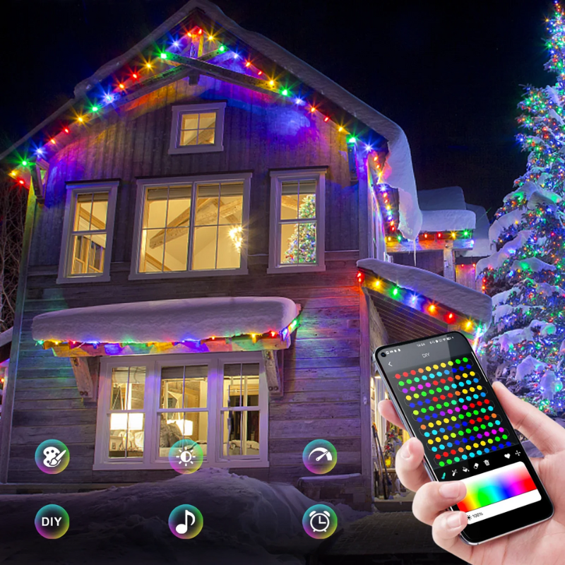 TwinkleGlow Christmas Lights - Magical RGBIC String Lights for Parties