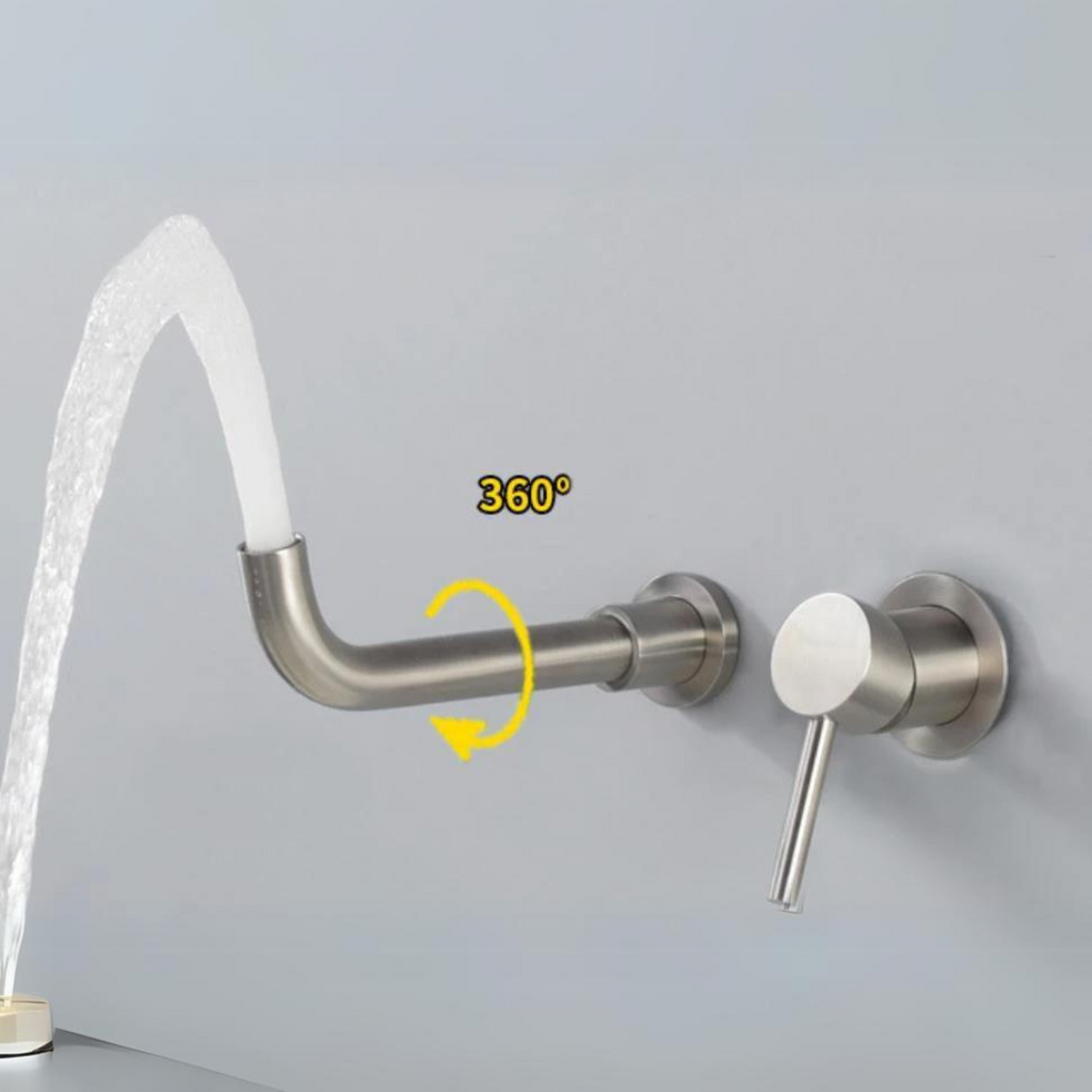 Modern Wall-Mounted Bathroom Faucet with Brushed Nickel Finish