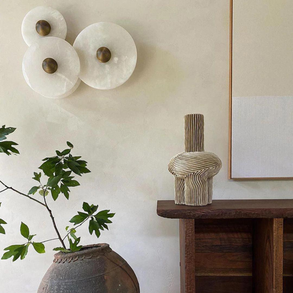 Aurora d'Or - Round Alabaster/Aluminum Wall Lamp