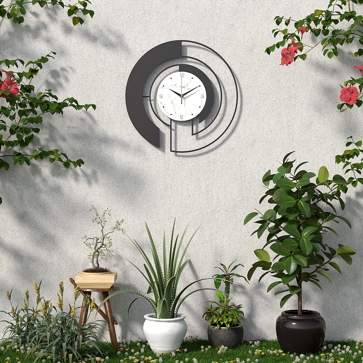 GeoClock - Elegant Black Geometric Wall Clock