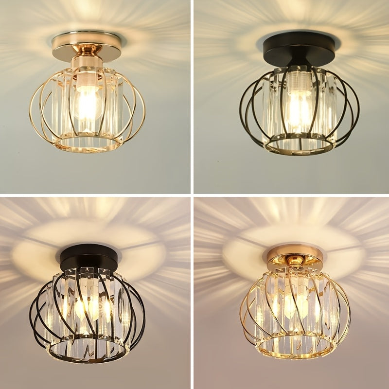 CrystalGlow - Luxury Crystal Hallway Lamp, Black Gold