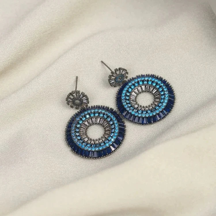 Elegant Silver Evil Eye Earrings - Layla Collection
