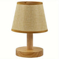 NordicGlow - Wooden LED Bedside Lamp with Linen