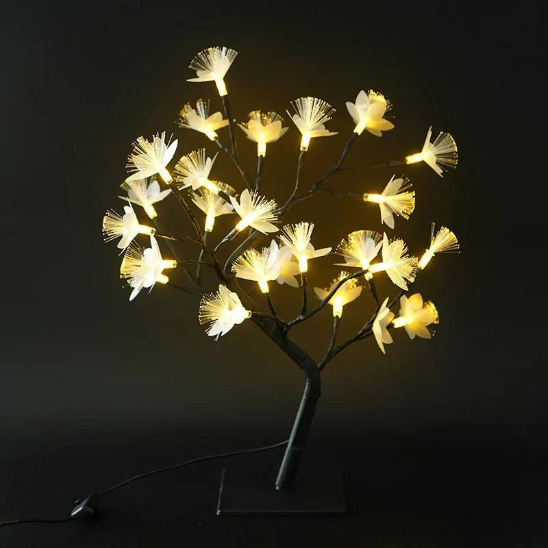 BonsaiGlow Table Lamp - Enchanting Fiber Optic Rose Lamp