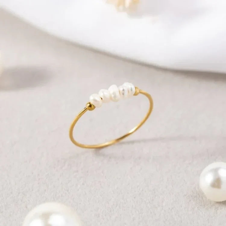 Elegant Sophie Golden Pearl Ring - Timeless Luxury