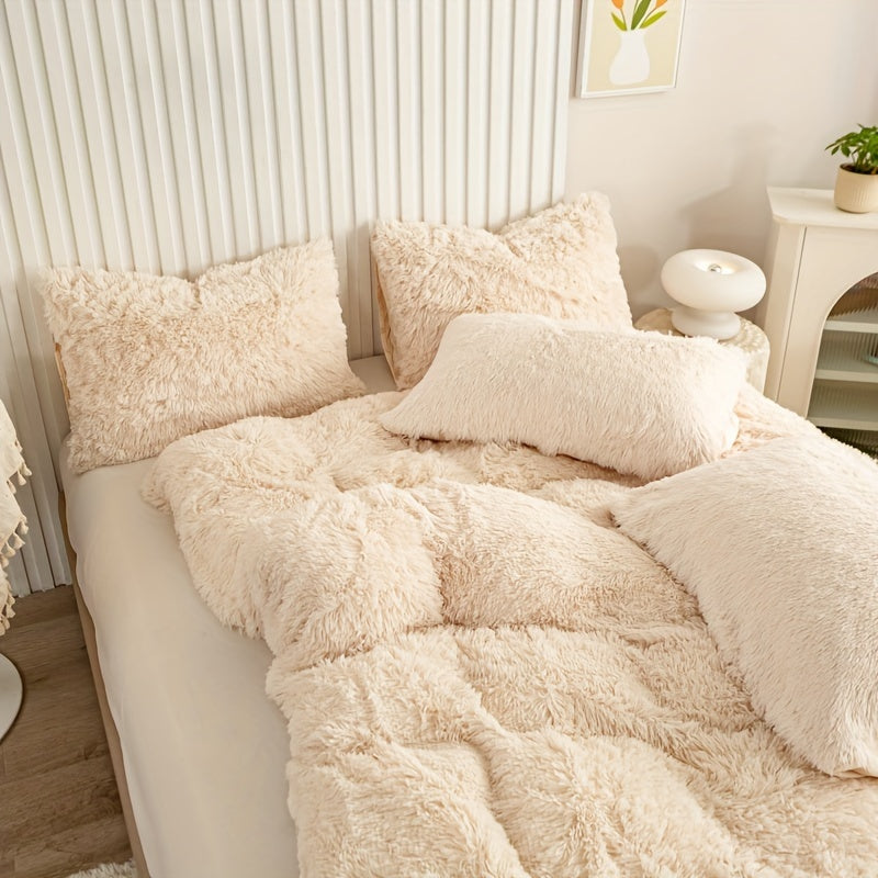 Ultra-Soft Plush Duvet Cover Set with Zipper - Luxury & Comfort