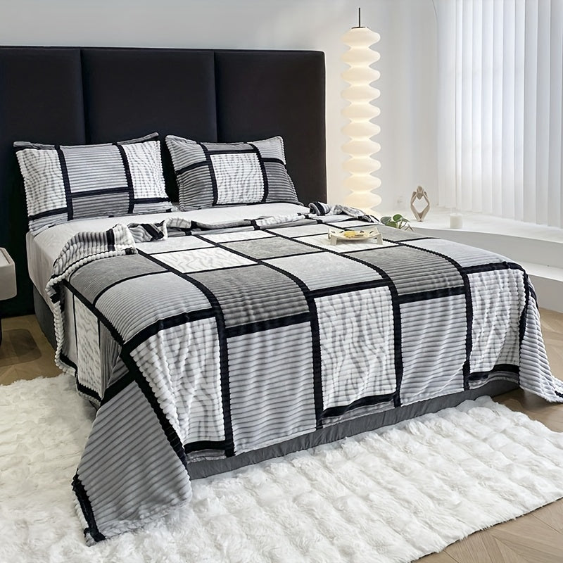 Luxury Plush Blanket with Trendy Stripe Print – Ultimate Comfort