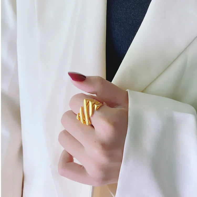 Elegant Layered Twist Ring - Amaris