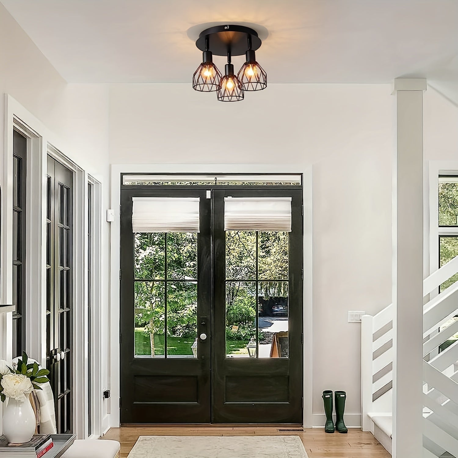 RusticGlow Lamp - Rural Black Ceiling Lamp with Swiveling Shades