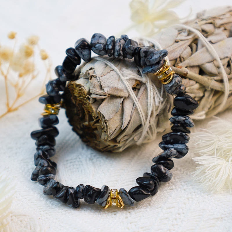 Elegant Celine Bracelet with Natural Stone and Crystal Beads