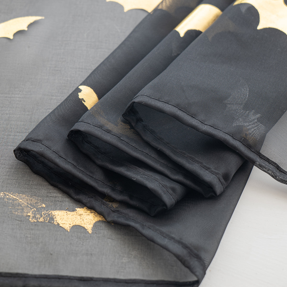 BatGlow Curtains - Elegant Bat Print on Transparent Polyester