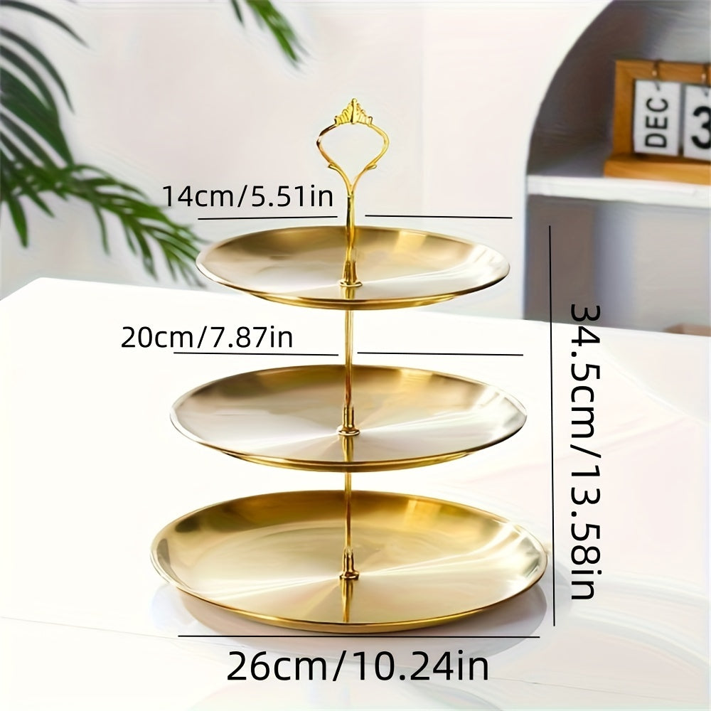 SteelTower - Elegant Triple Serving Dish for Parties