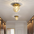 EleganceGlow Ceiling Lamp - Gold-Smoked Water Glass Design