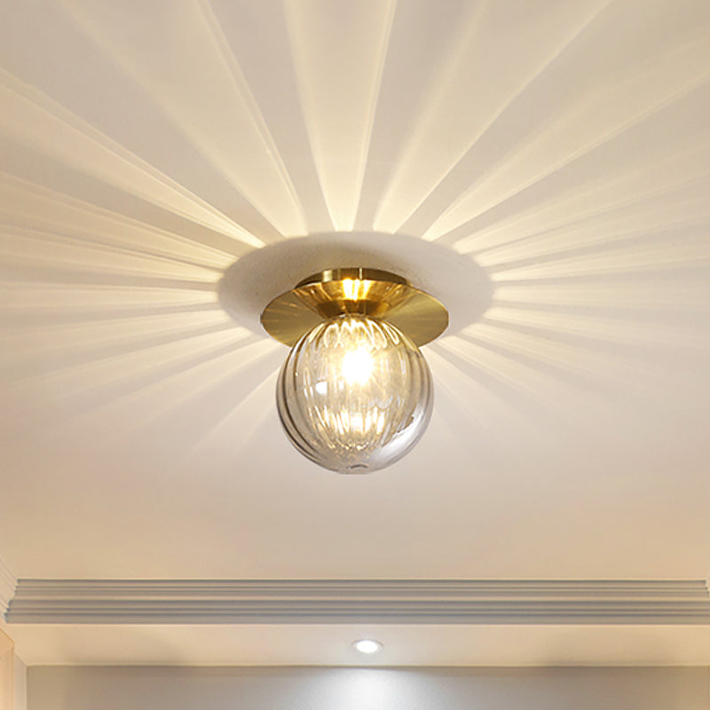 EleganceGlow Ceiling Lamp - Gold-Smoked Water Glass Design