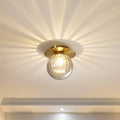 EleganceGlow Ceiling Lamp - Gold-Smoked Water Glass Design