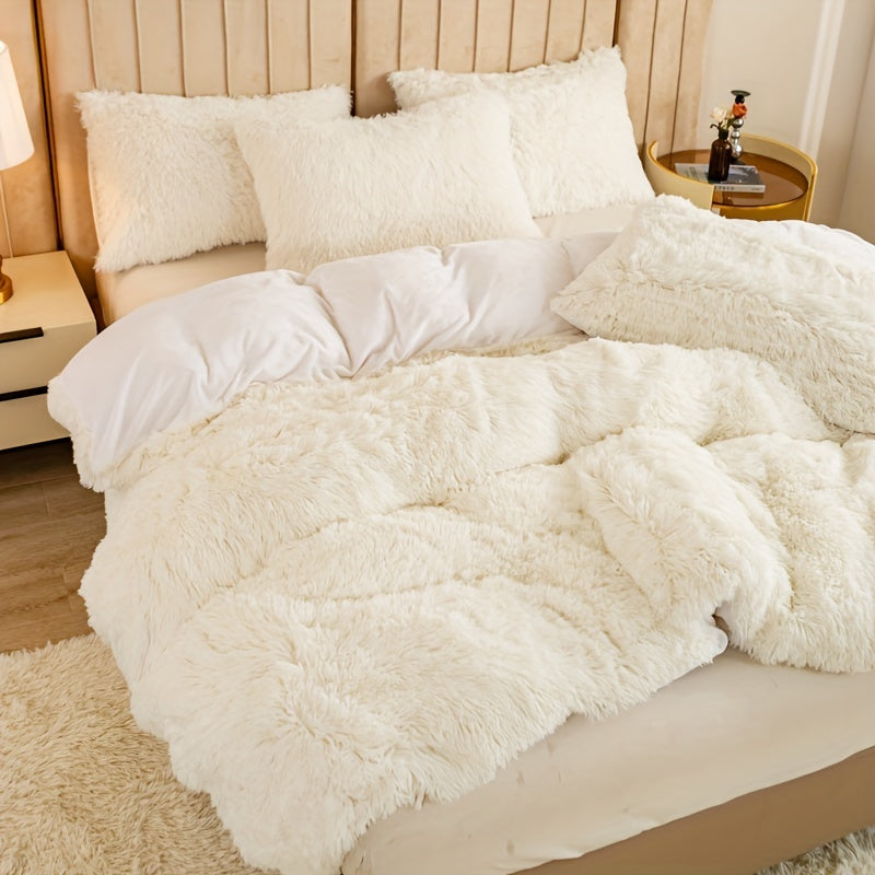 Ultra-Soft Plush Duvet Cover Set with Zipper - Luxury & Comfort