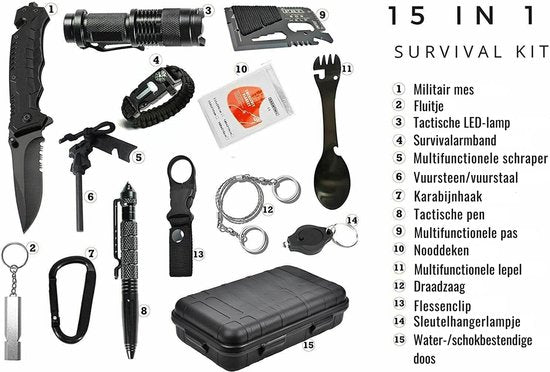 SurvivorX - Ultimate 15-in-1 Survival Emergency Kit