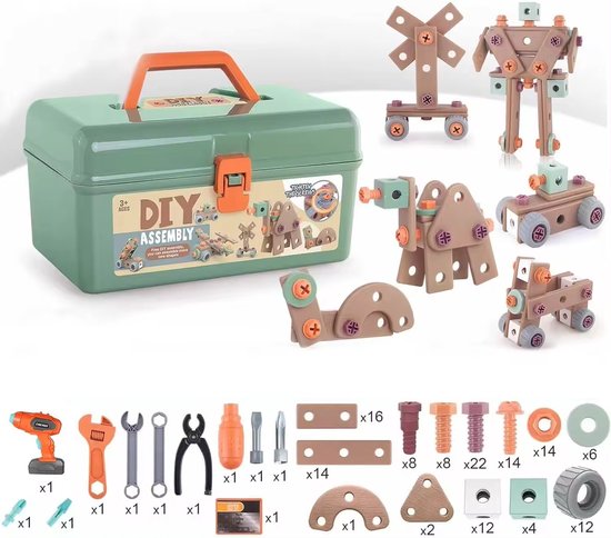 ConstructionFun - 100-piece Tool Set for Creative Kids