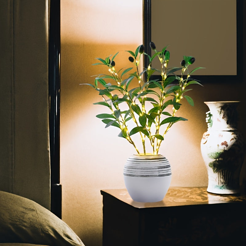 LumiTak – Elegant Olive Branch LED Table Lamp