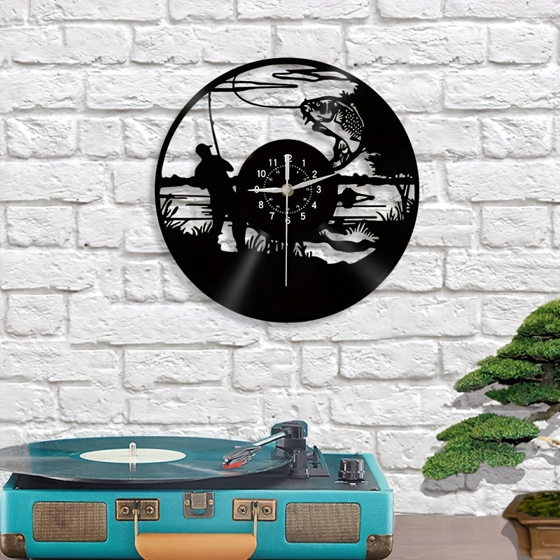 VinylCatch Clock - Retro Fishing Wall Decor