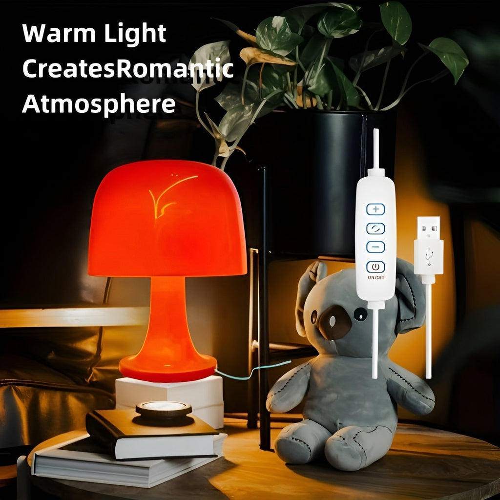 Stylish Vintage Mushroom Lamp with Dimmable LED & USB Power Supply