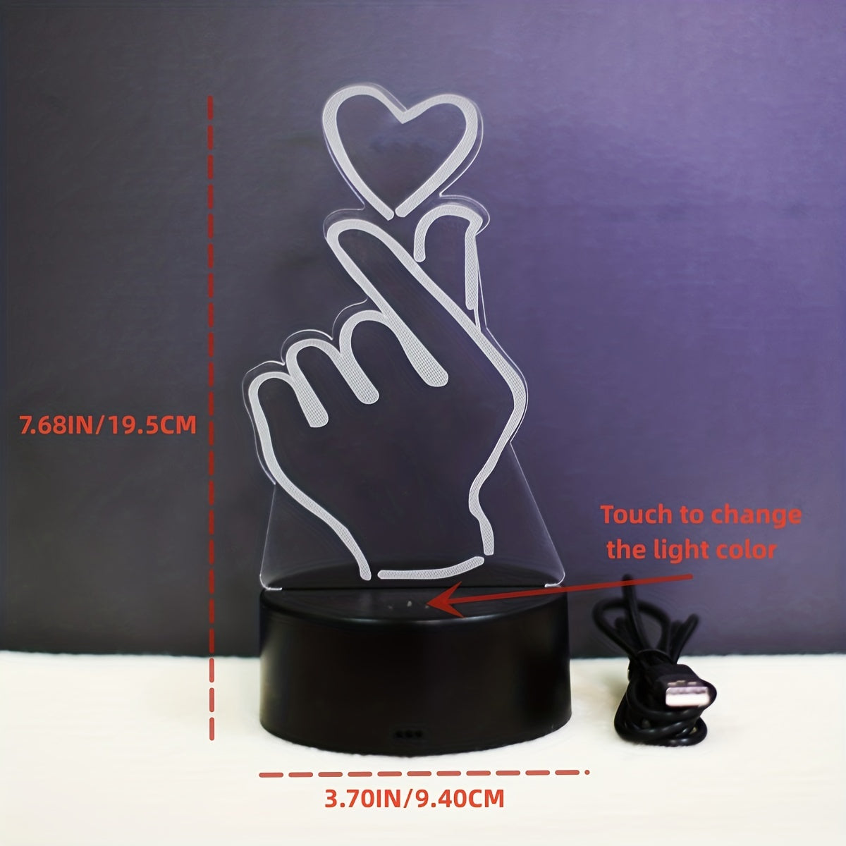 IllumiHeart - Colorful LED Night Light with Touch Control