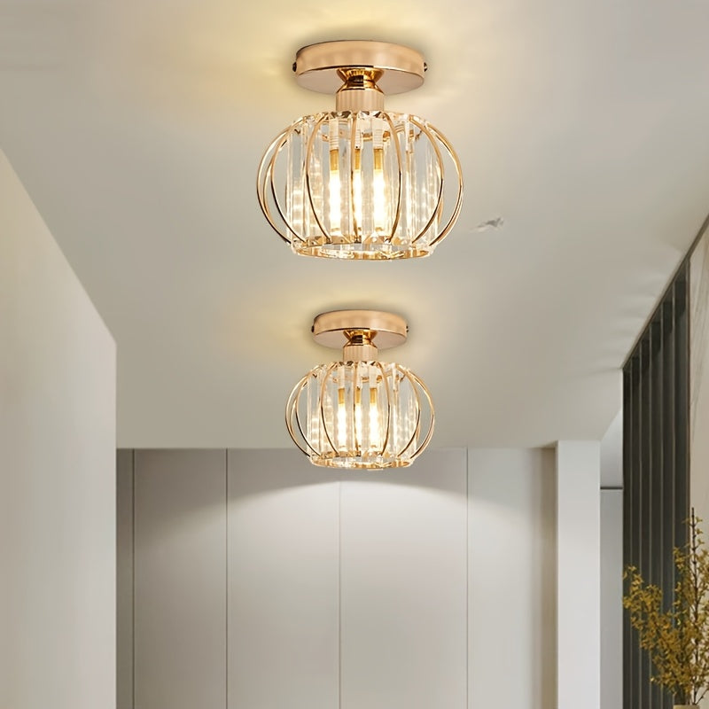 CrystalGlow - Luxury Crystal Hallway Lamp, Black Gold