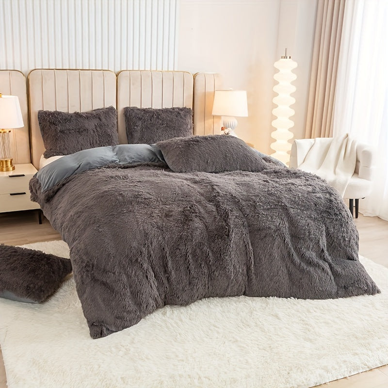 Ultra-Soft Plush Duvet Cover Set with Zipper - Luxury & Comfort