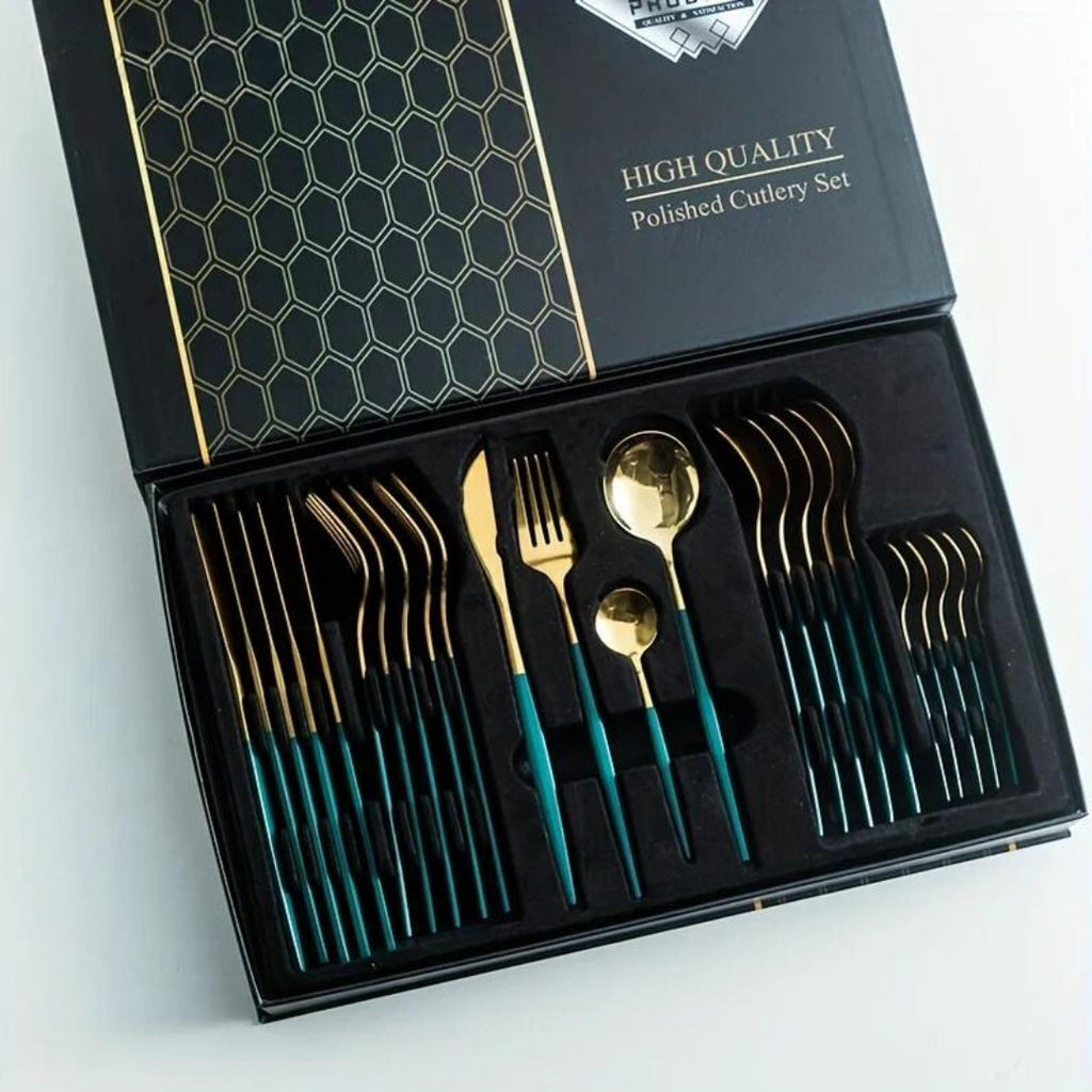 Golden Cutlery Set Luxury - 24-Piece For Stylish Dining Experience