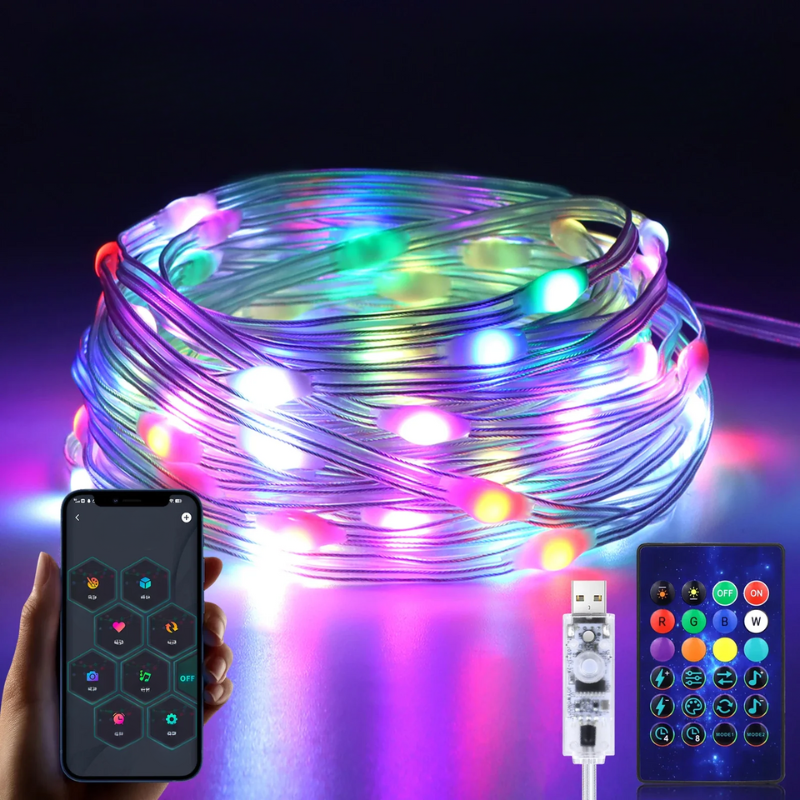 TwinkleGlow Christmas Lights - Magical RGBIC String Lights for Parties
