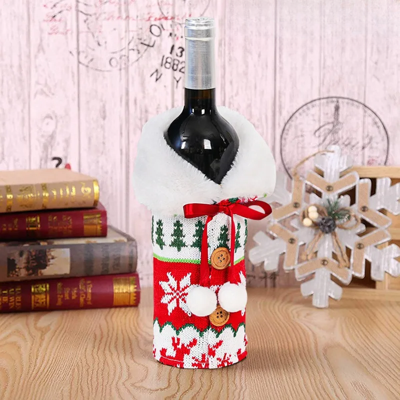 Festive Cheers Wine Bottle Cover - Elegant Wine Bottle Cover for the Holidays