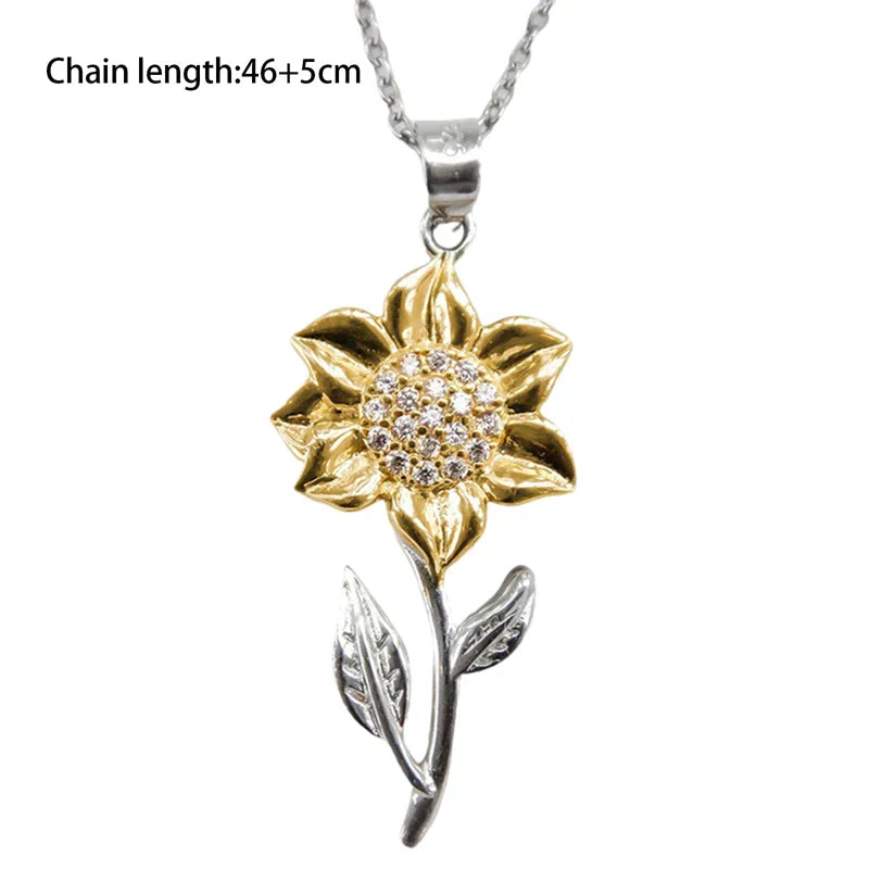 Elegant Sunflower Necklace in Sterling Silver