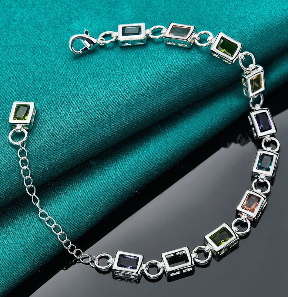Luxurious Multi-colored Zircon Bracelet with Radiant Stones