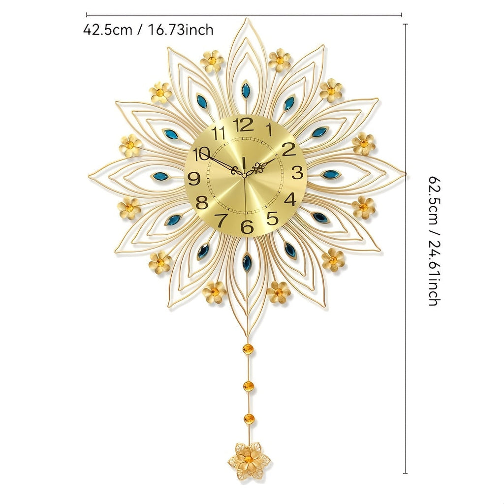 GoldenBloom Clock - Luxury Silent Floral Wall Clock
