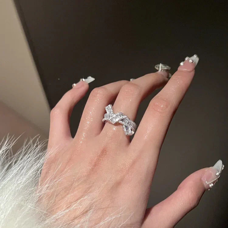 Elegant Adjustable Diamond Knot Ring - Serena Collection