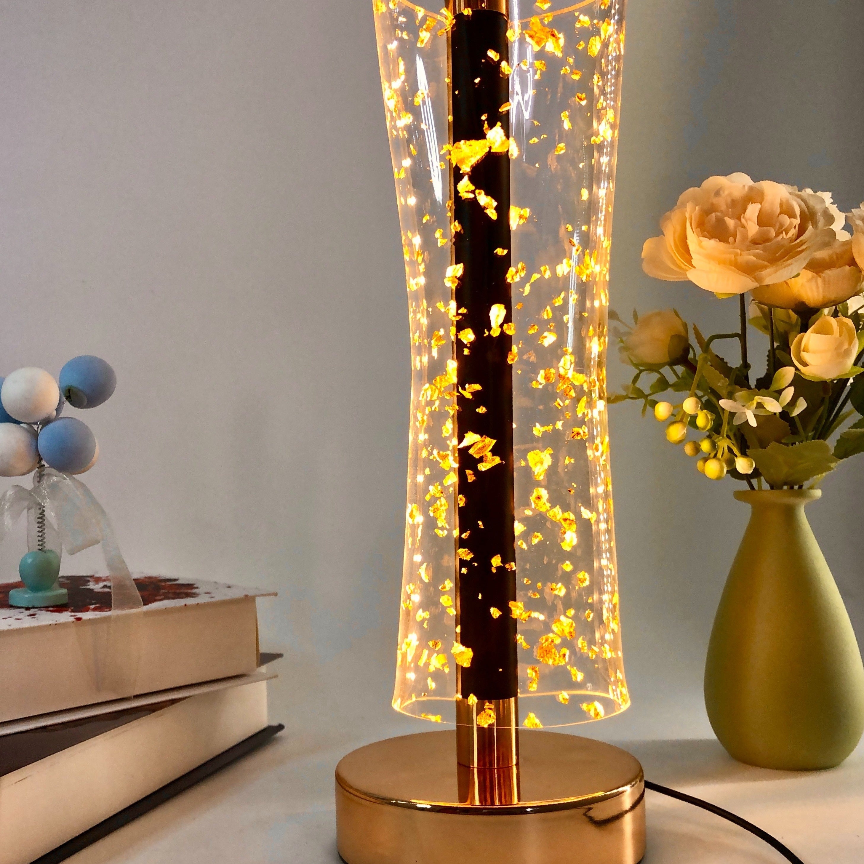 RadiantGlow Lamp - Luxury Acrylic Table Lamp with Gold Accents
