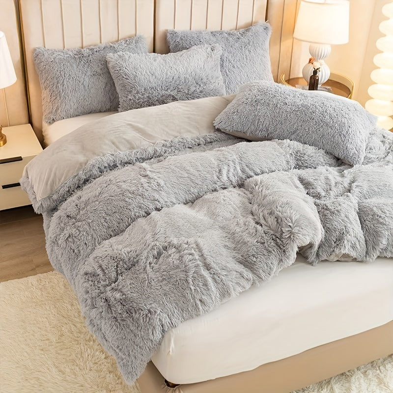 Ultra-Soft Plush Duvet Cover Set with Zipper - Luxury & Comfort
