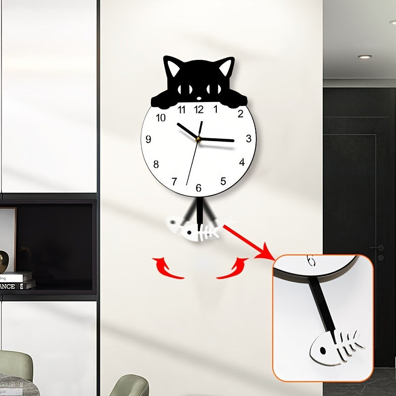 SwingCat Clock - Modern Cartoon-Style Cat Wall Clock