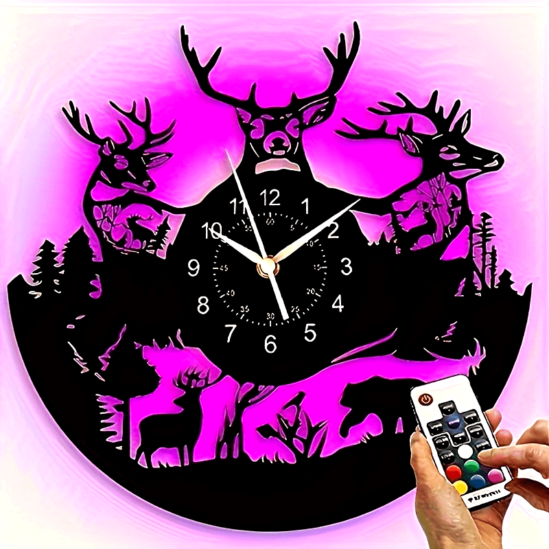 DeerGlow Clock - Unique Vinyl Deer Wall Decor