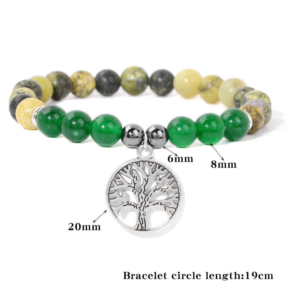 Elegant Mila Bracelet with Natural Crystals and Tree of Life Design