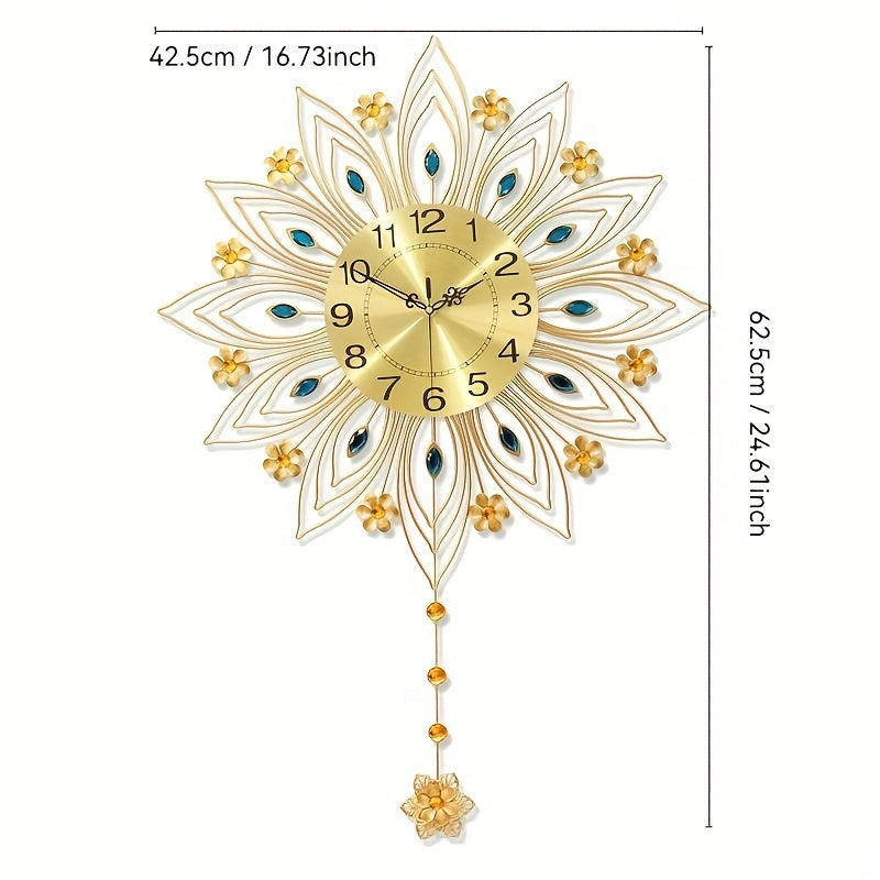 GoldenBloom Clock - Luxury Silent Floral Wall Clock